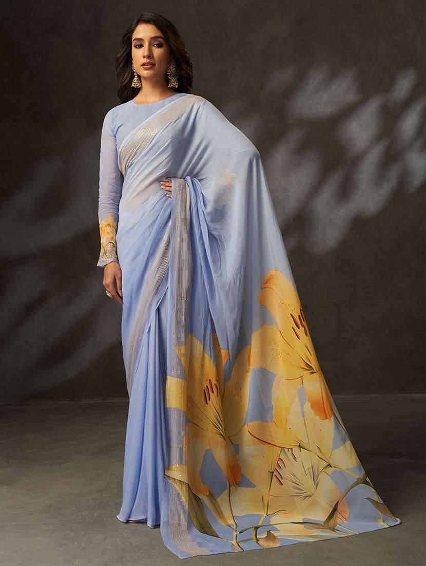 women floral printed saree with blouse