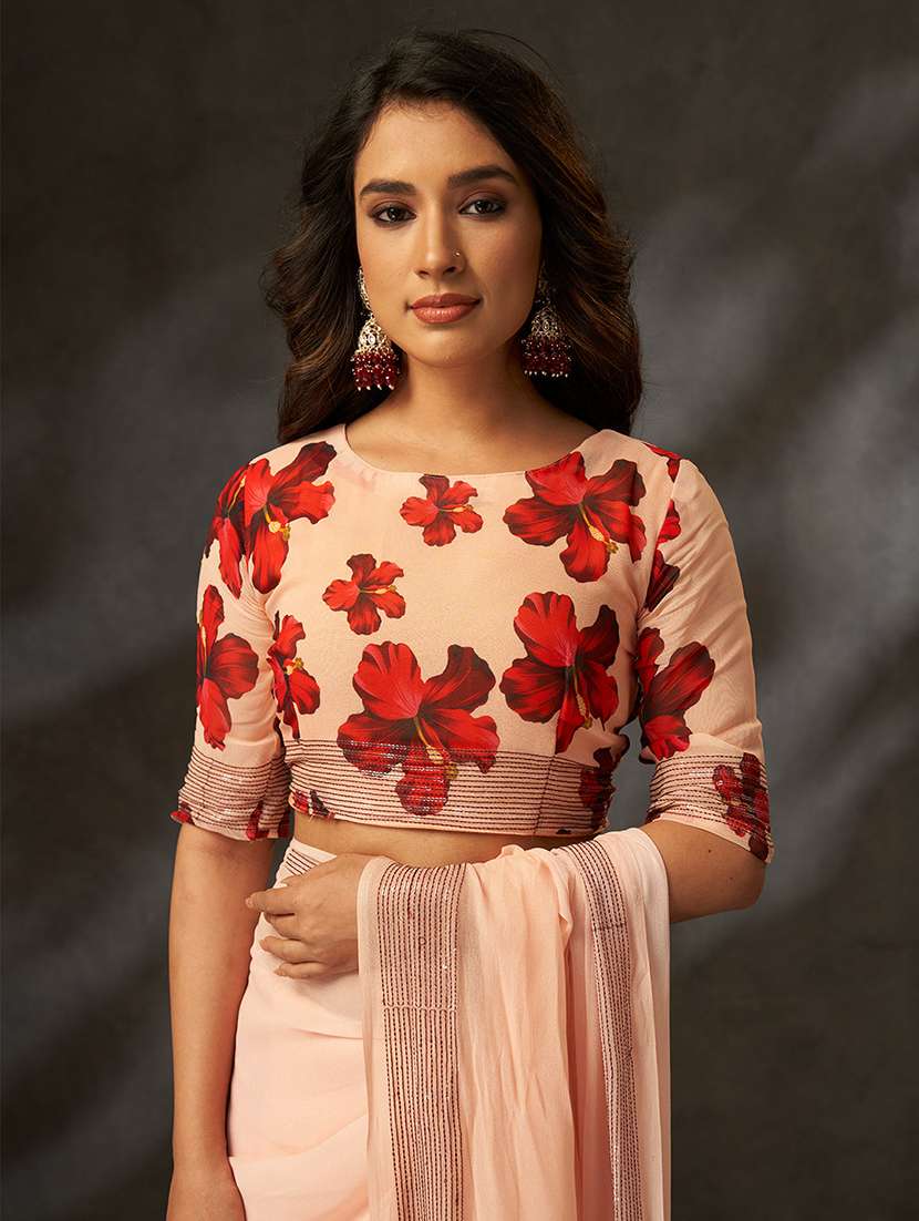 women floral printed saree with blouse - 22272715 -  Standard Image - 4