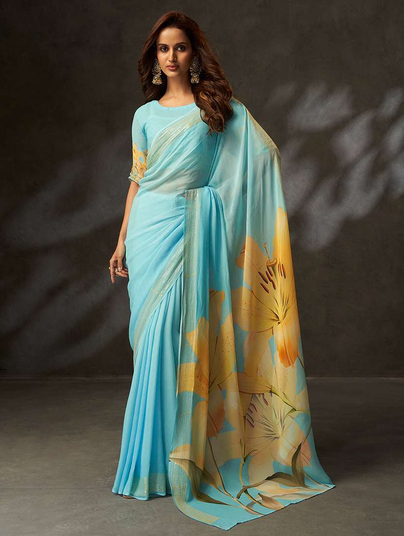 women floral printed saree with blouse
