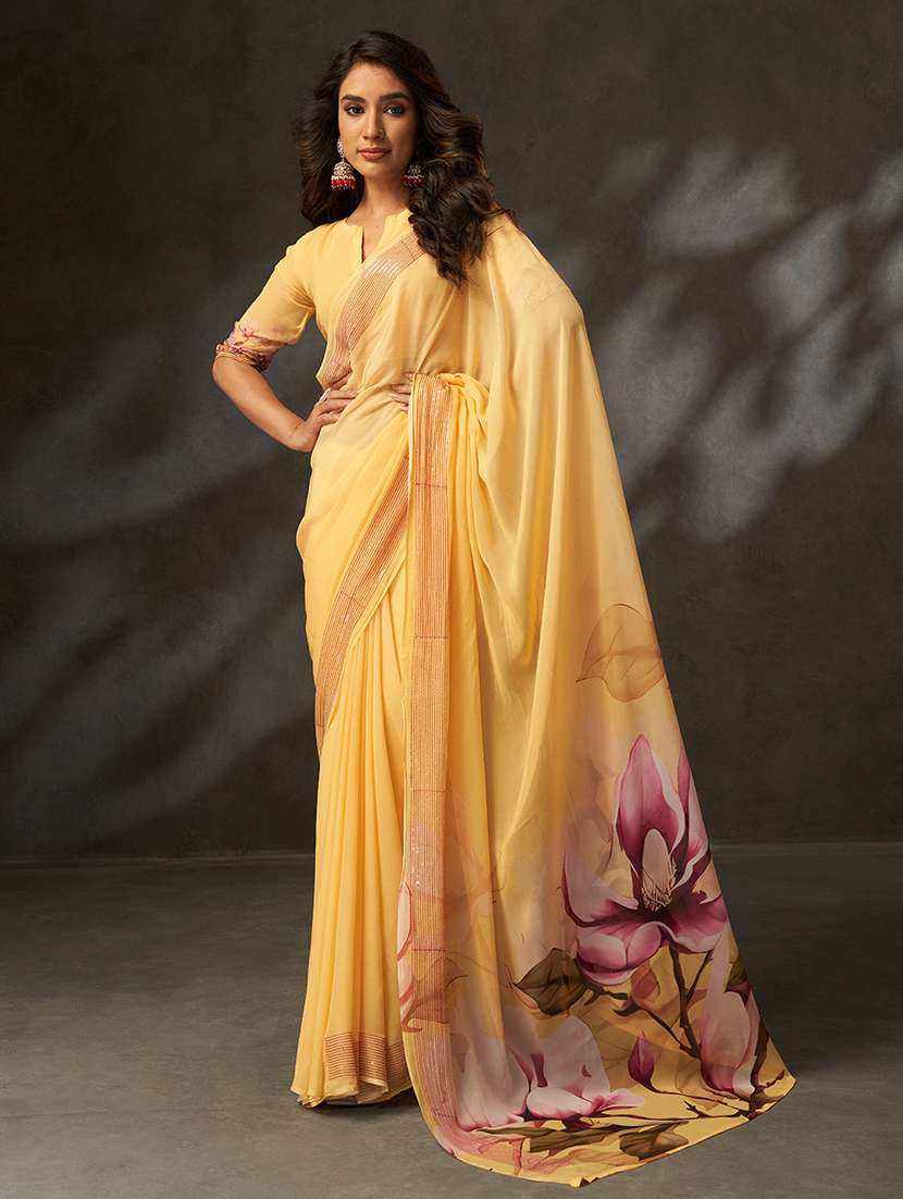 women floral printed saree with blouse