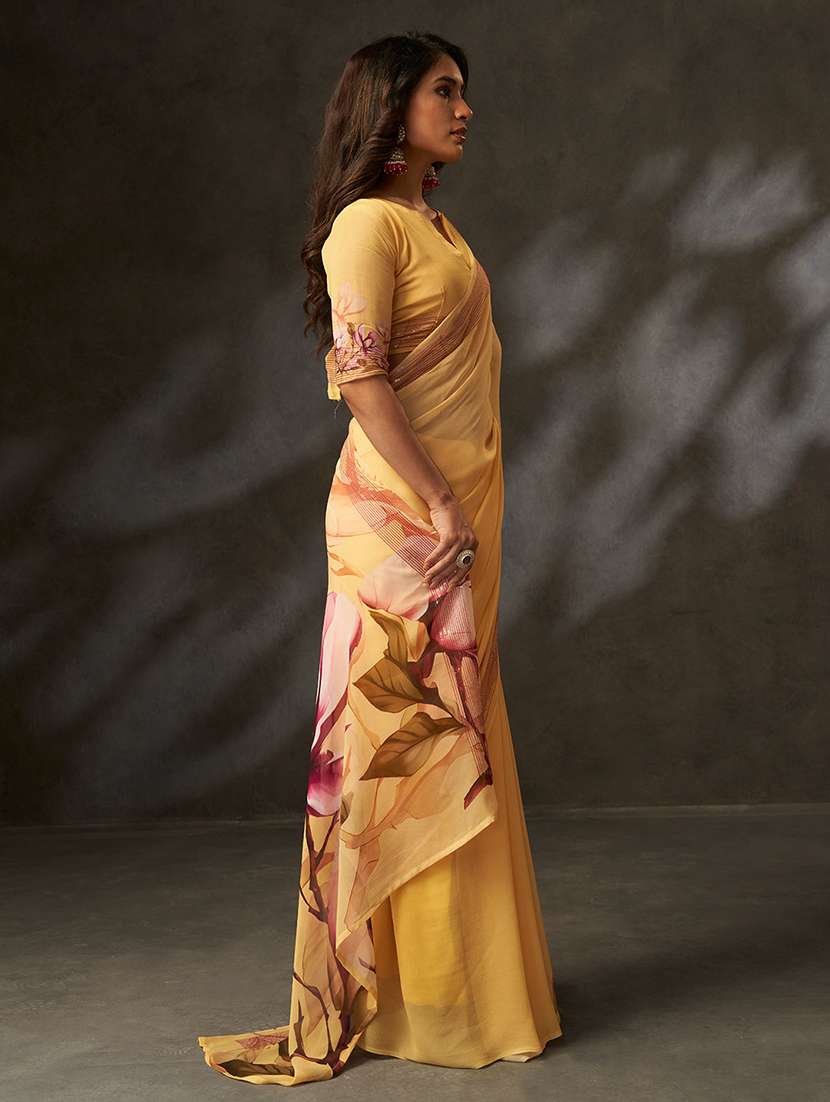 women floral printed saree with blouse - 22272718 -  Standard Image - 1