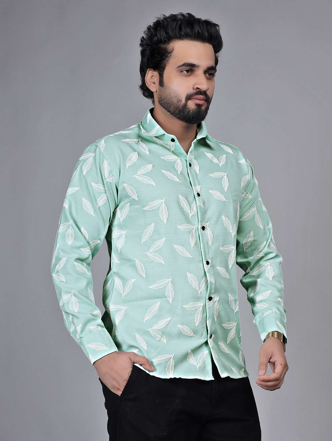 men printed long sleeve regular fit casual shirt - 22272728 -  Standard Image - 1