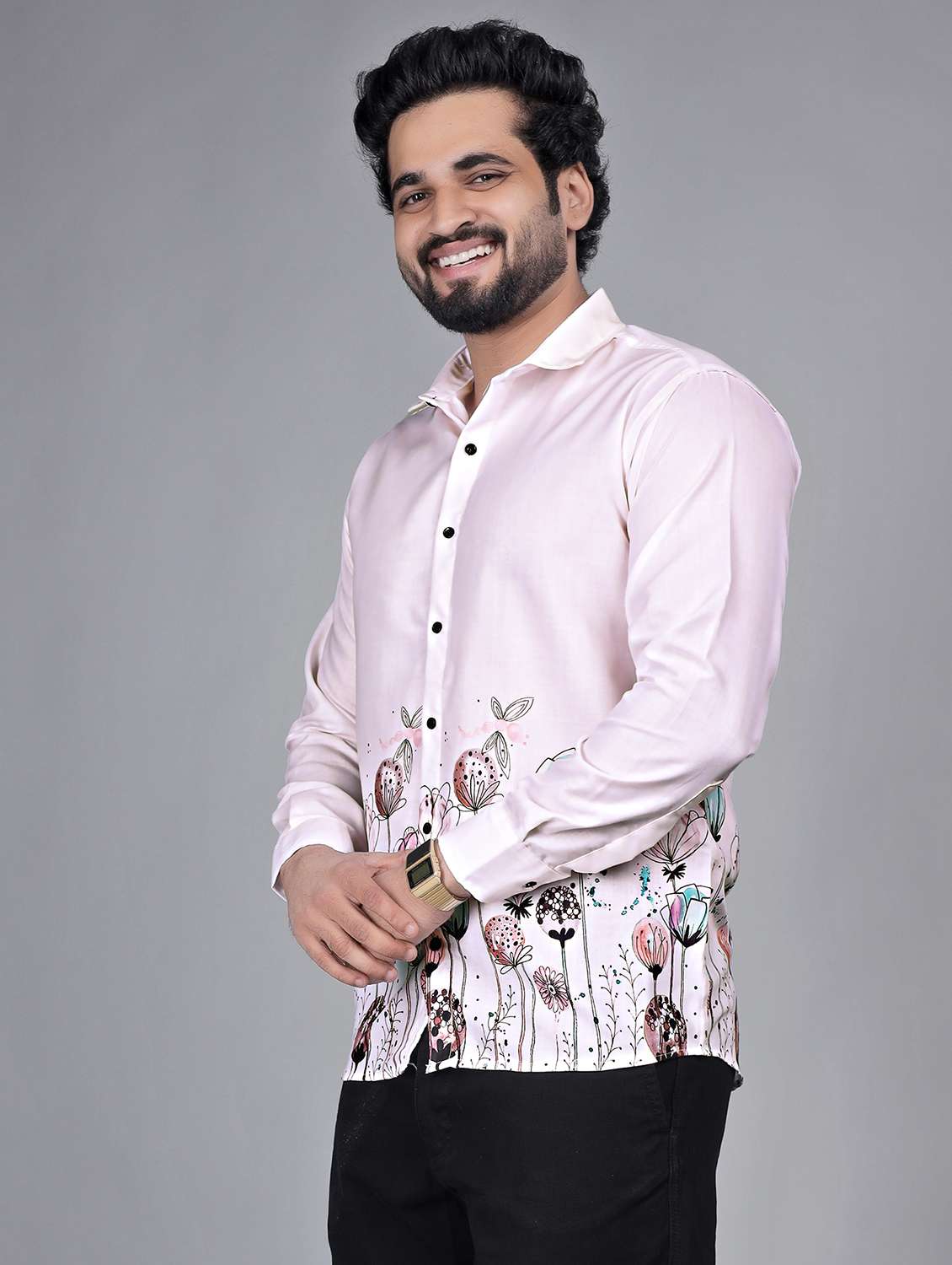 men printed long sleeve regular fit casual shirt - 22272733 -  Standard Image - 1