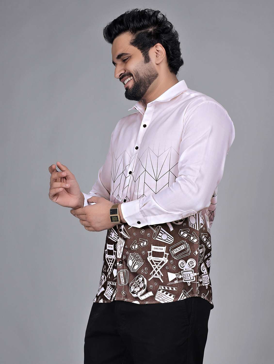 men printed long sleeve regular fit casual shirt - 22272734 -  Standard Image - 1