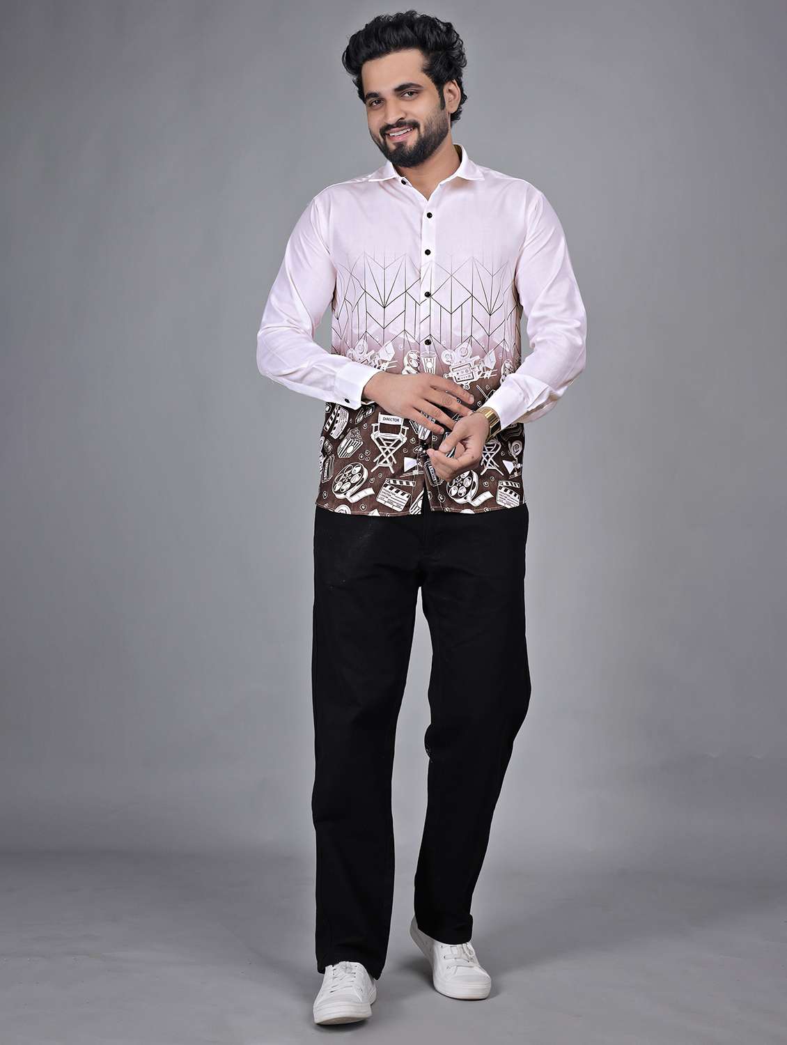 men printed long sleeve regular fit casual shirt - 22272734 -  Standard Image - 4