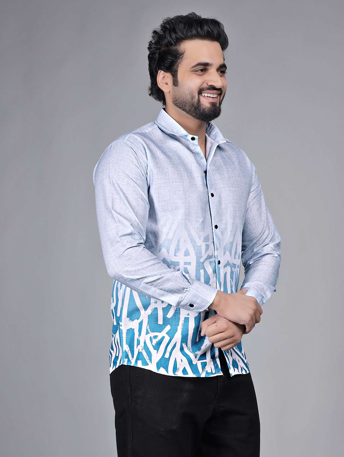 men printed long sleeve regular fit casual shirt - 22272735 -  Standard Image - 1