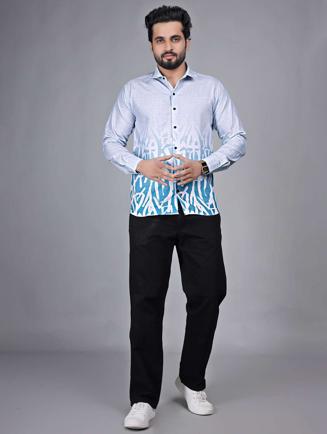 men printed long sleeve regular fit casual shirt - 22272735 -  Standard Image - 4