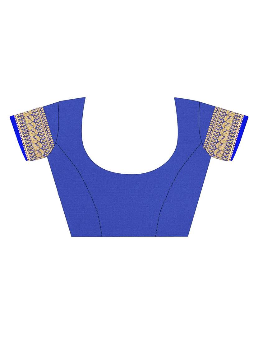 women solid with bordered saree with blouse - 22272740 -  Standard Image - 6