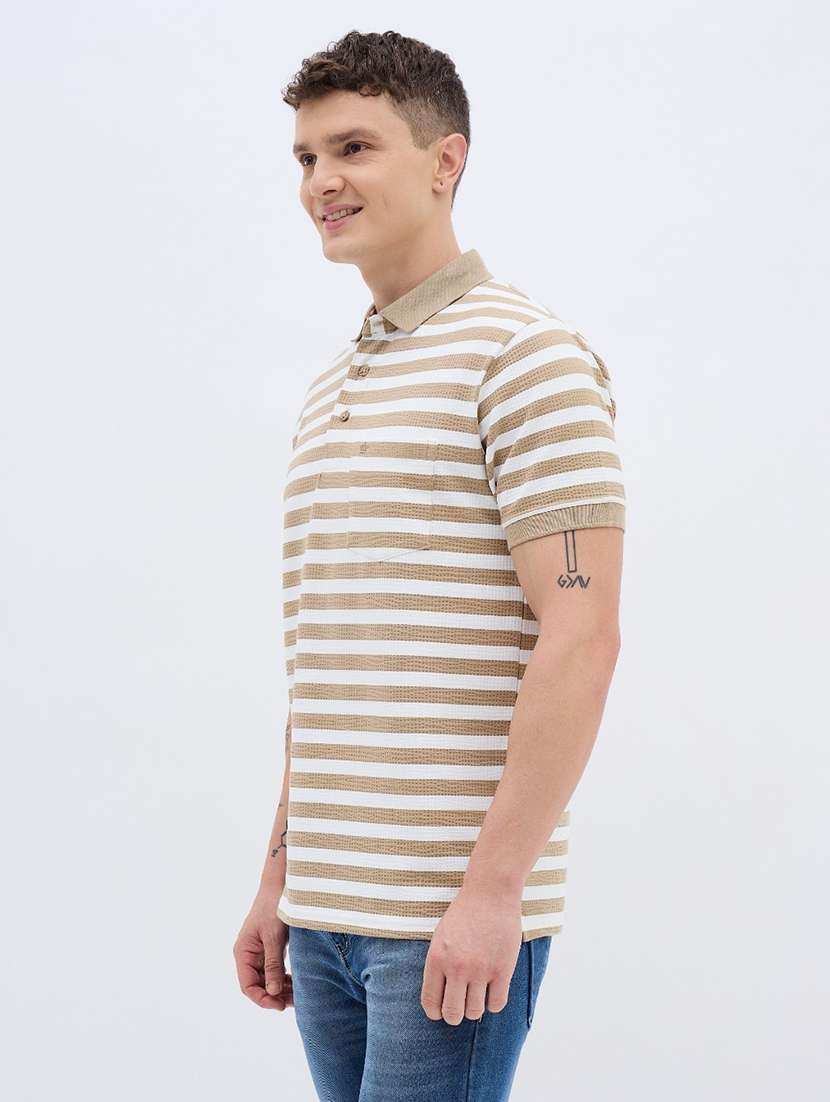 men striped short sleeve regular fit polo t-shirt - 22272857 -  Standard Image - 1