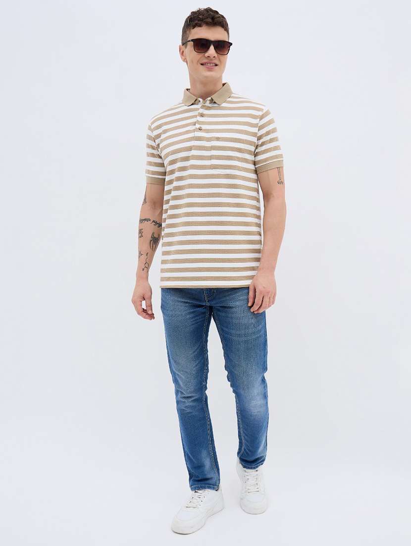 men striped short sleeve regular fit polo t-shirt - 22272857 -  Standard Image - 4