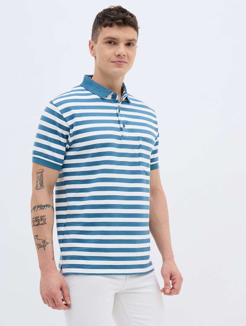 men striped short sleeve regular fit polo t-shirt - 22272858 -  Standard Image - 1