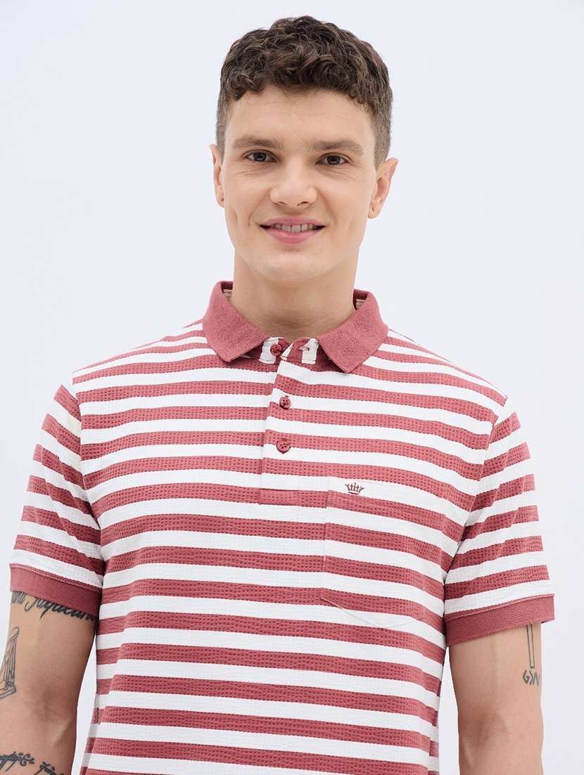 men striped short sleeve regular fit polo t-shirt - 22272861 -  Standard Image - 4