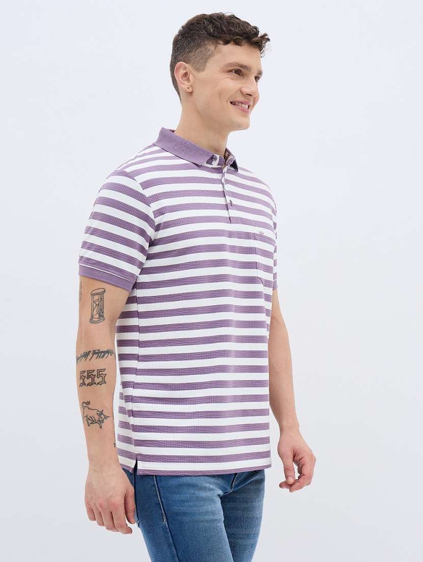 men striped short sleeve regular fit polo t-shirt - 22272863 -  Standard Image - 1