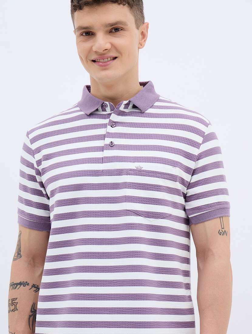 men striped short sleeve regular fit polo t-shirt - 22272863 -  Standard Image - 4