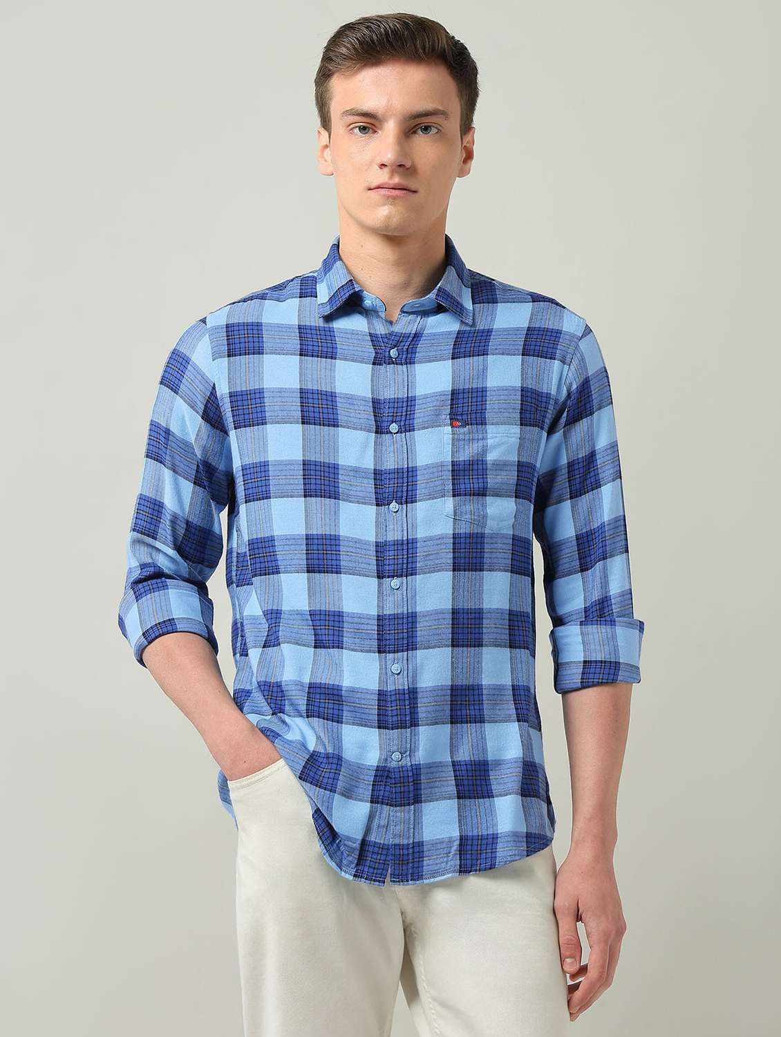 men checkered long sleeve regualr fit casual shirt - 22272865 -  Standard Image - 1
