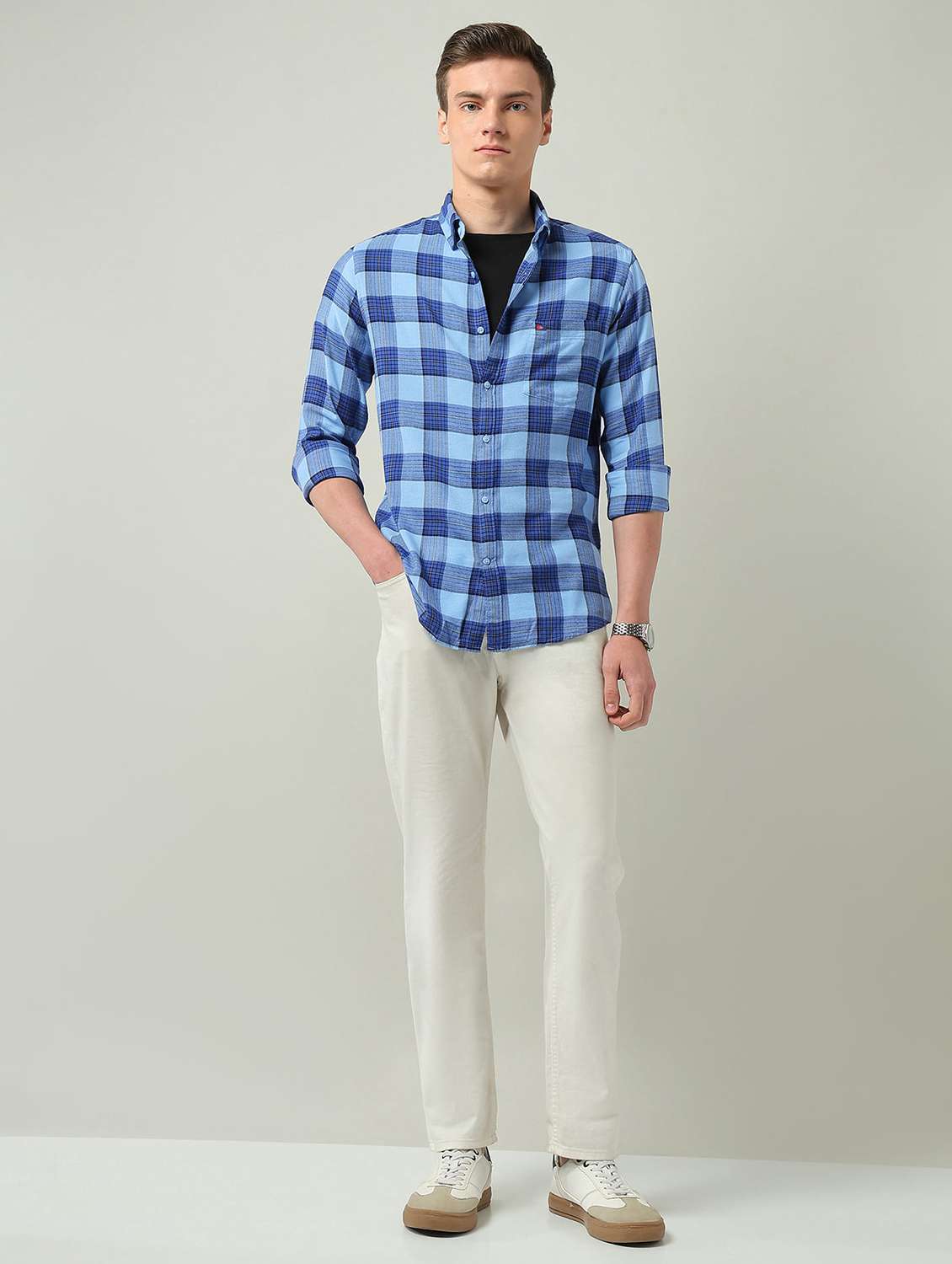 men checkered long sleeve regualr fit casual shirt - 22272865 -  Standard Image - 4