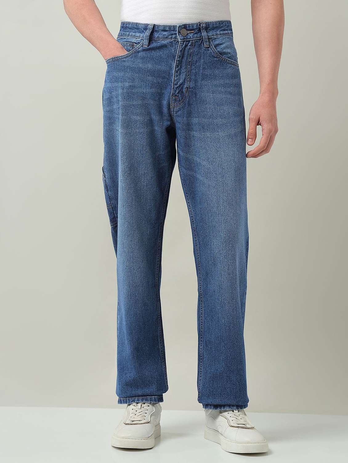 men washed mid rise full length straight fit jeans - 22272873 -  Standard Image - 1