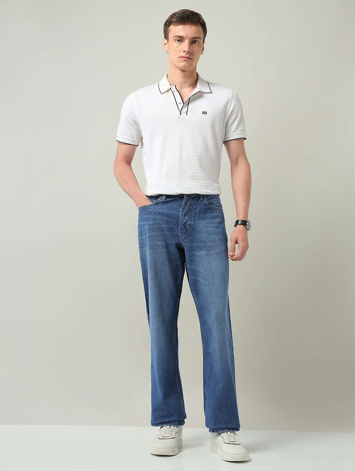 men washed mid rise full length straight fit jeans - 22272873 -  Standard Image - 4