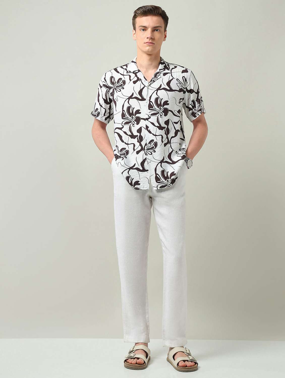 men printed short sleeve regular fit casual shirt - 22272874 -  Standard Image - 4