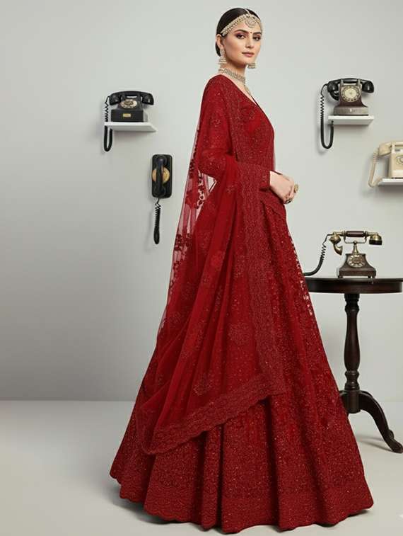 women solid with work semi stitched fit & flare gown - 22272899 -  Standard Image - 1