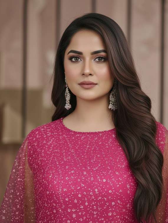 women solid with work semi stitched fit & flare gown - 22272926 -  Standard Image - 4