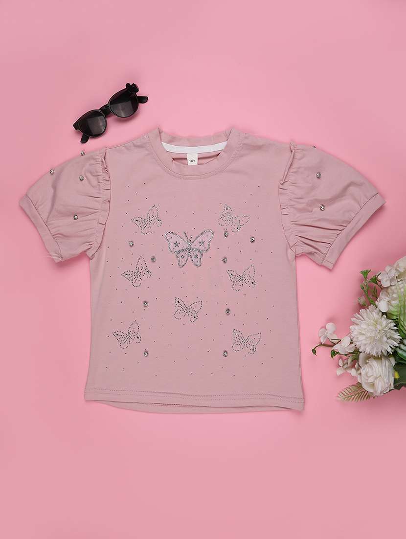 girls embellished short sleevfr tee - 22273117 -  Standard Image - 1