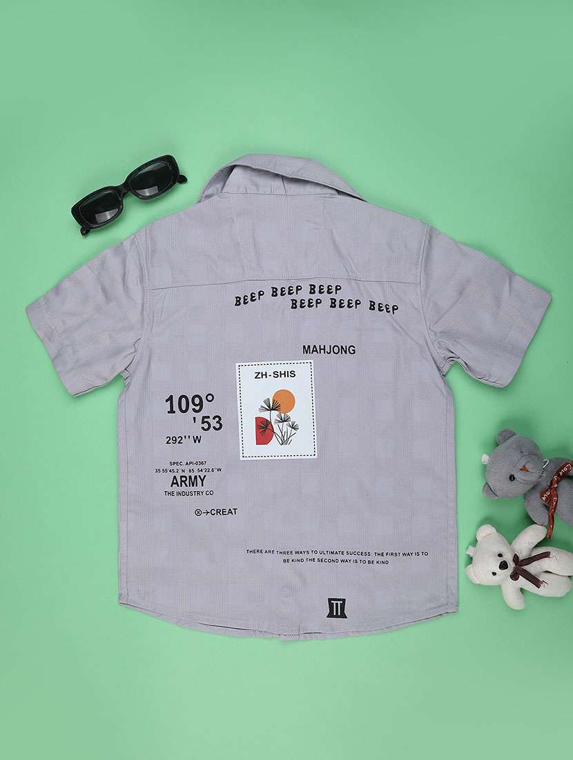 boys printed collared long sleeve shirt - 22273119 -  Standard Image - 1