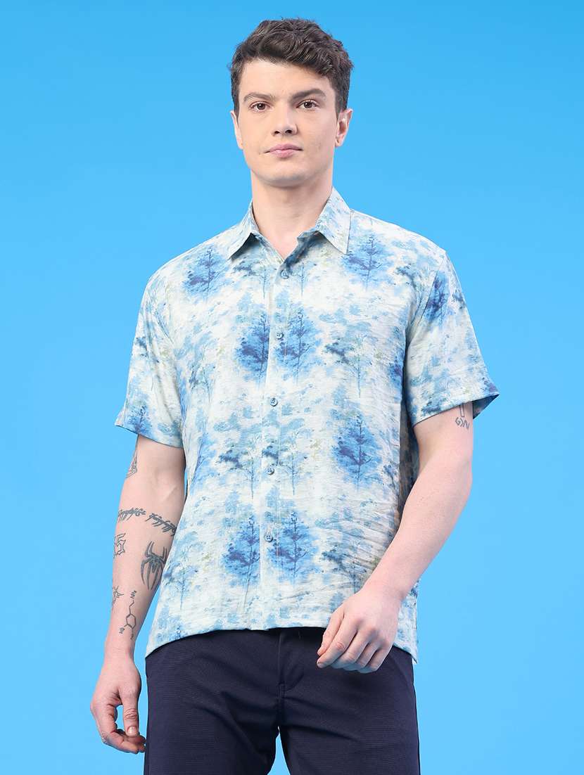 men printed short sleeve regular fit casual shirt - 22273151 -  Standard Image - 1