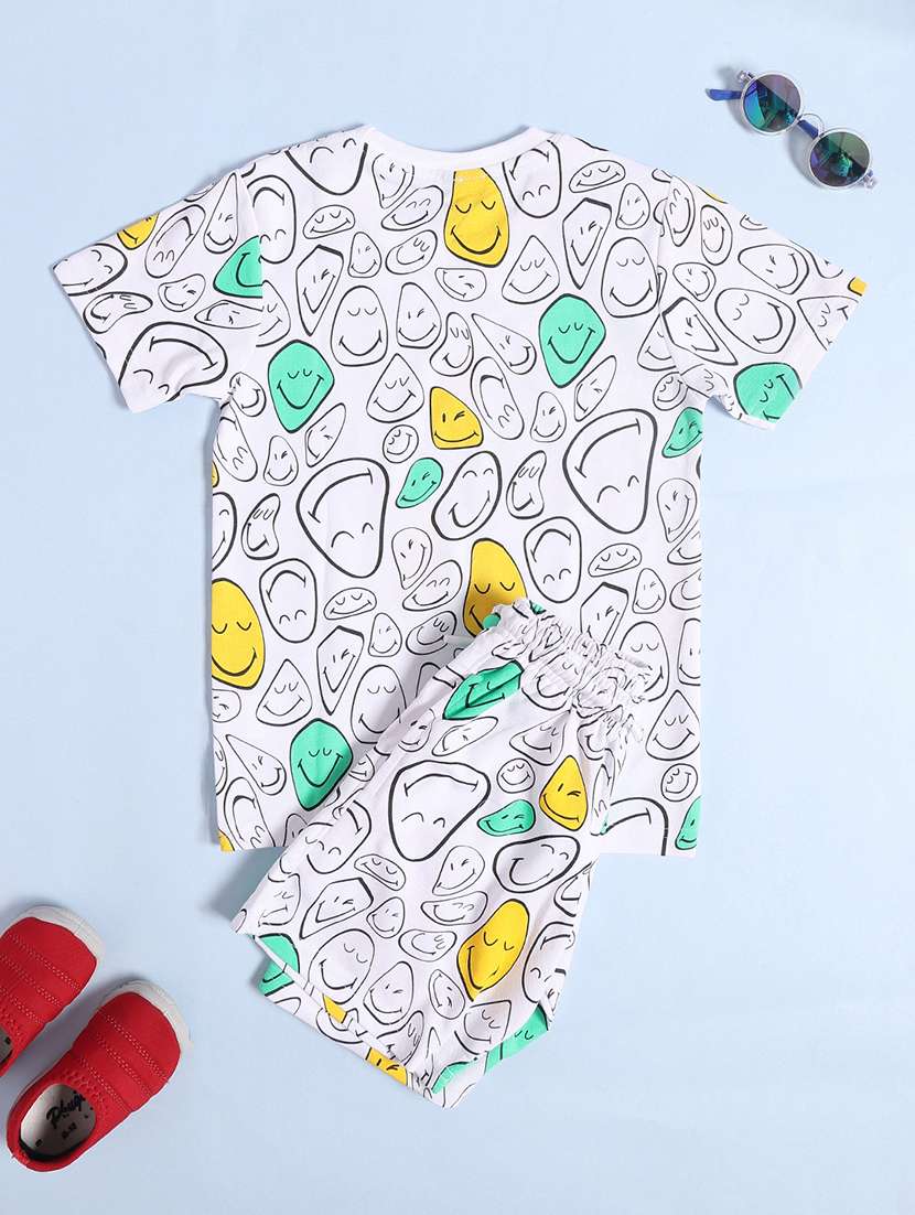 boys white cotton shorts set co-ords set - 22273259 -  Standard Image - 1