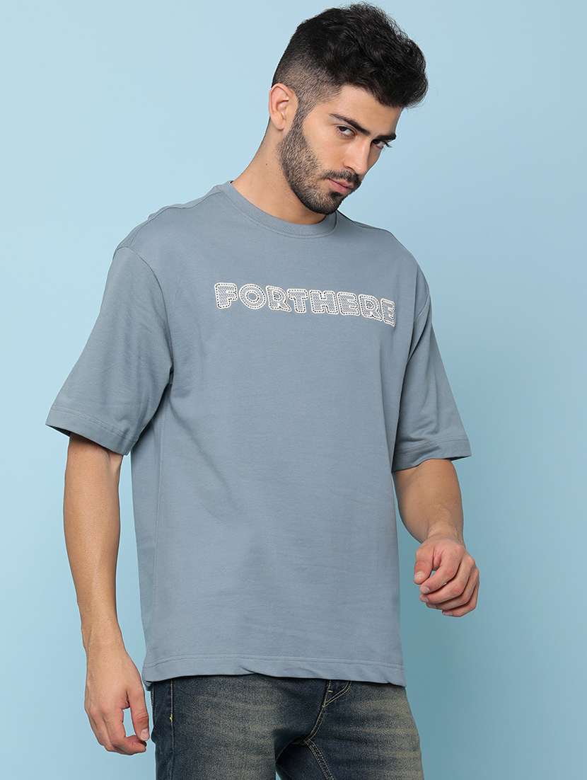 men typographic short sleeve loose fit t-shirt