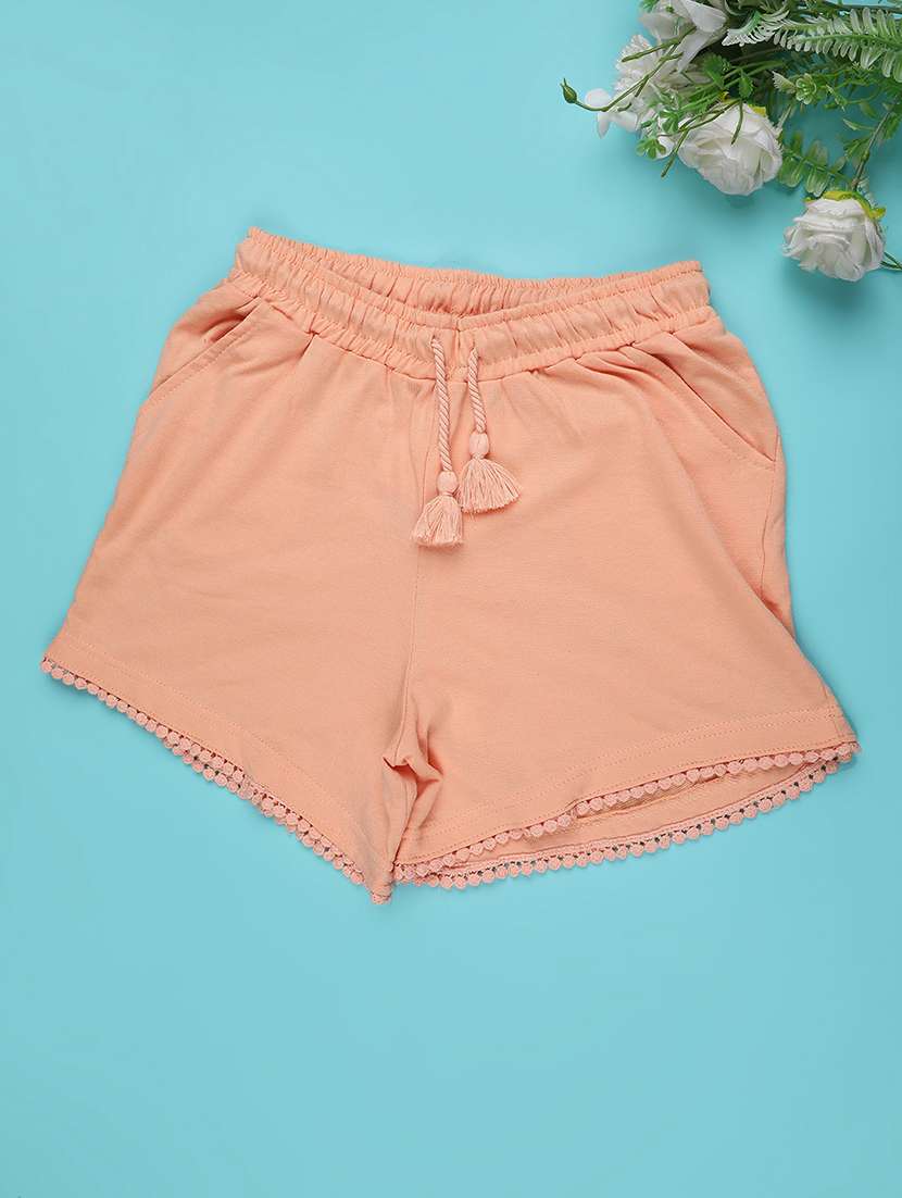 girls solid mid rise shorts - 22273290 -  Standard Image - 1