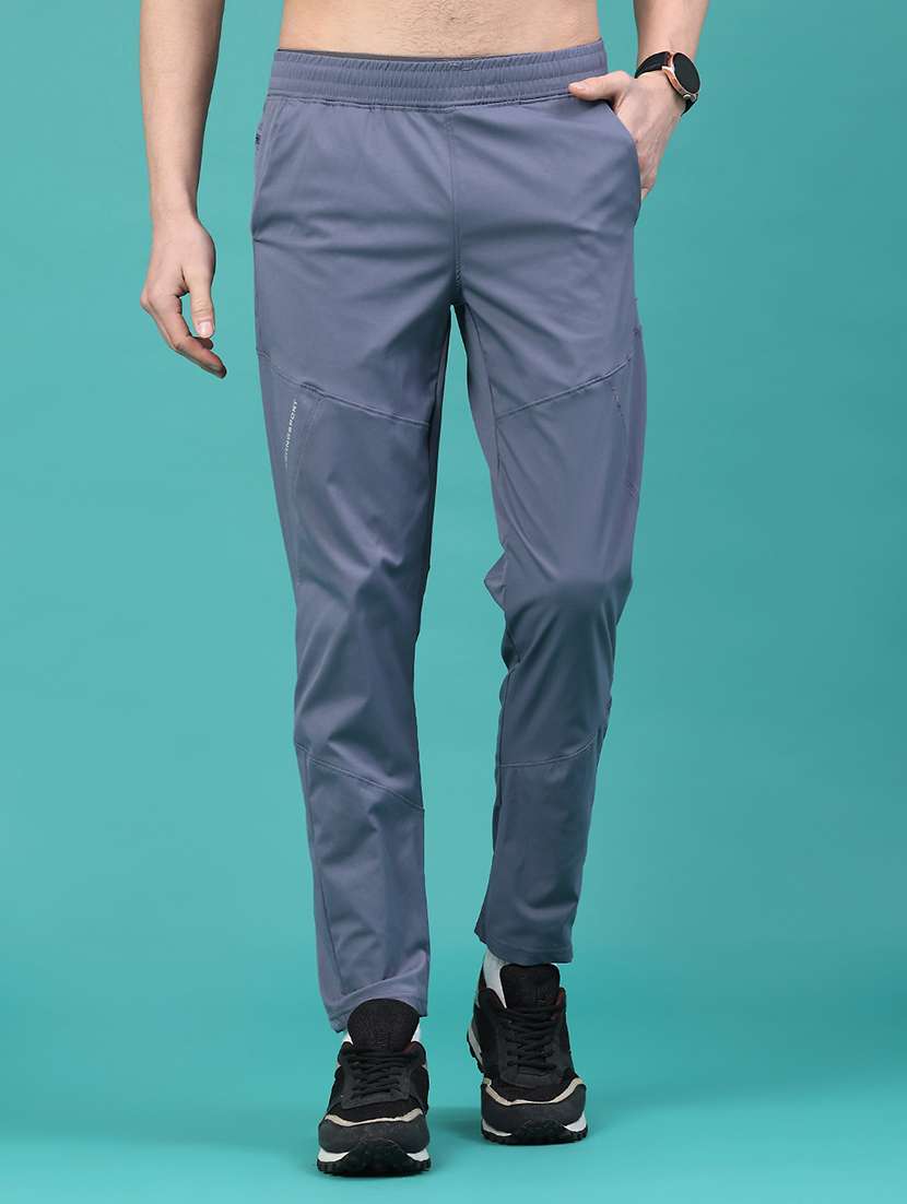 men solid mid rise regular fit track pant