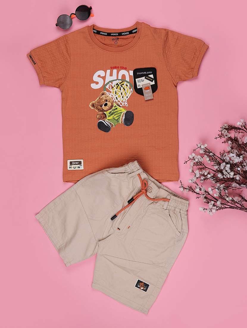 boys printed t-shirt & shorts co-ords set - 22273386 -  Standard Image - 1