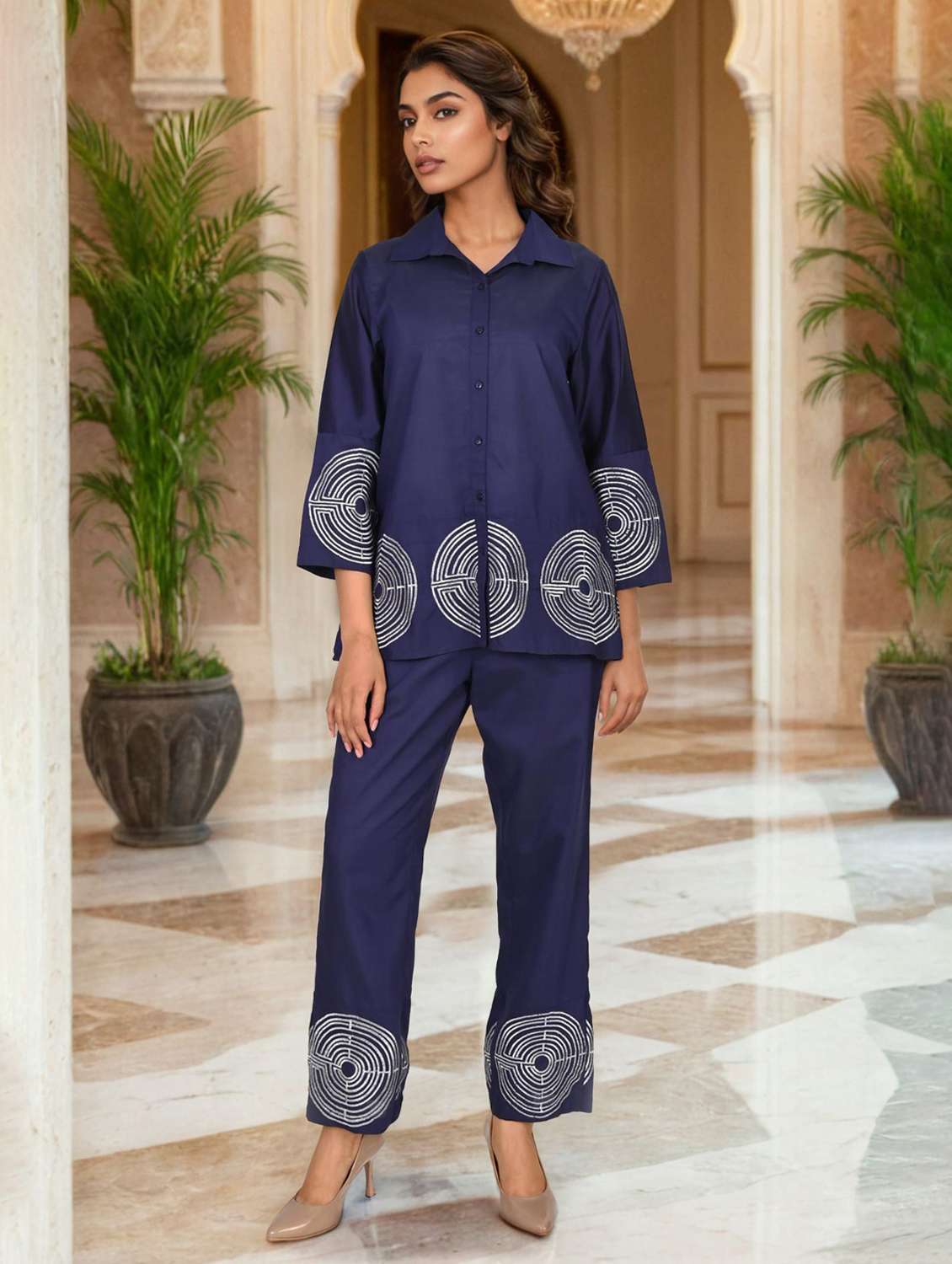 women embroidered shirt and trouser co-ord set - 22273624 -  Standard Image - 1