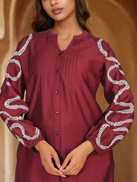 women embroidered puff sleeve co-ord set - 22273625 -  Standard Image - 4