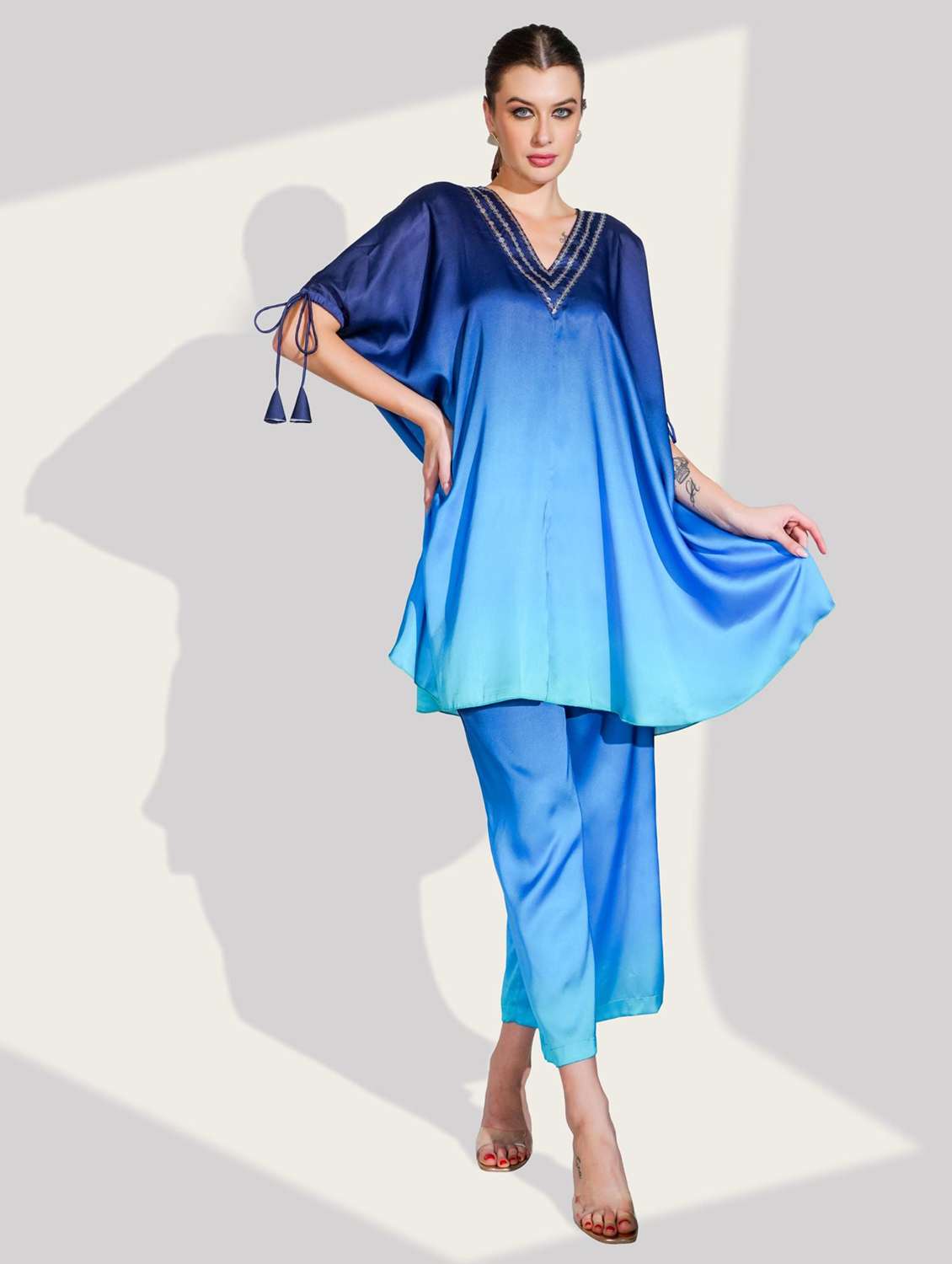 women tie and dye kimono sleeve co-ord set - 22273656 -  Standard Image - 1