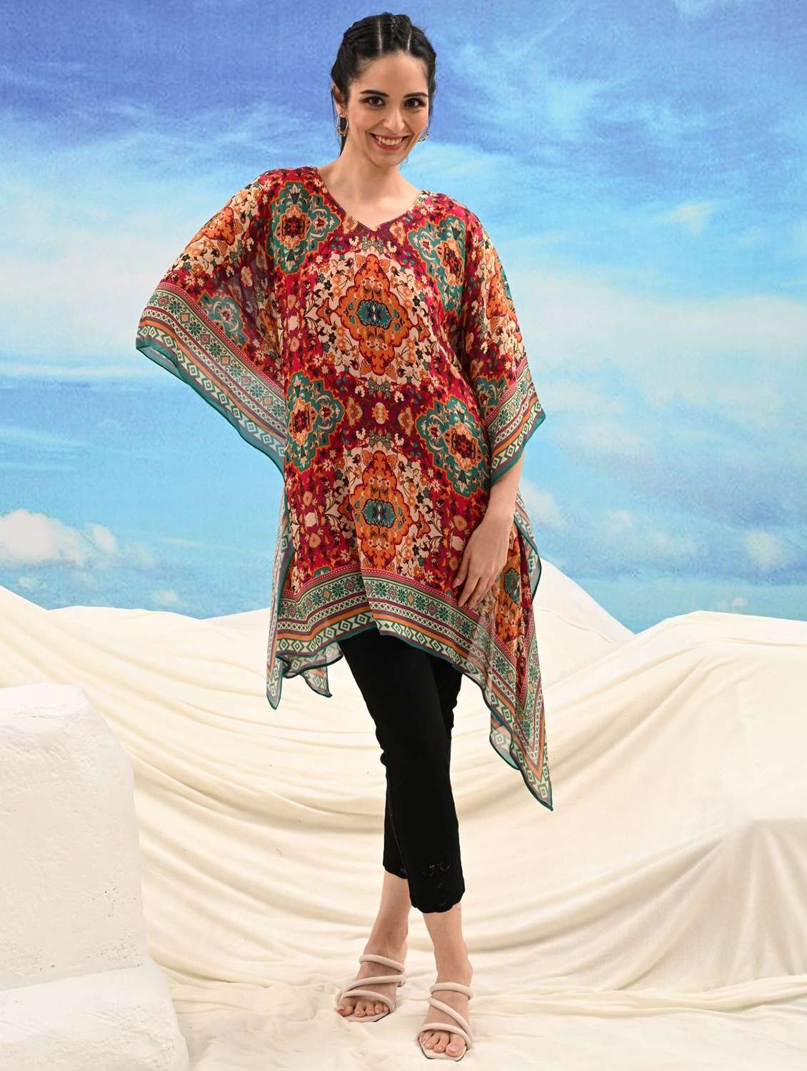 women printed kimono sleeve kaftan tunic - 22273674 -  Standard Image - 1