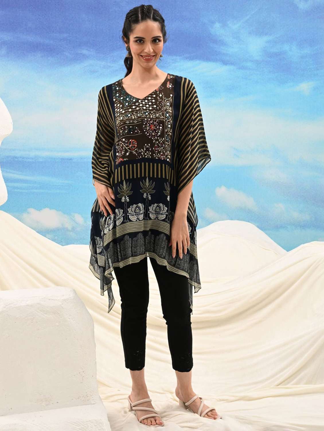 women printed kimono sleeve kaftan tunic - 22273677 -  Standard Image - 1
