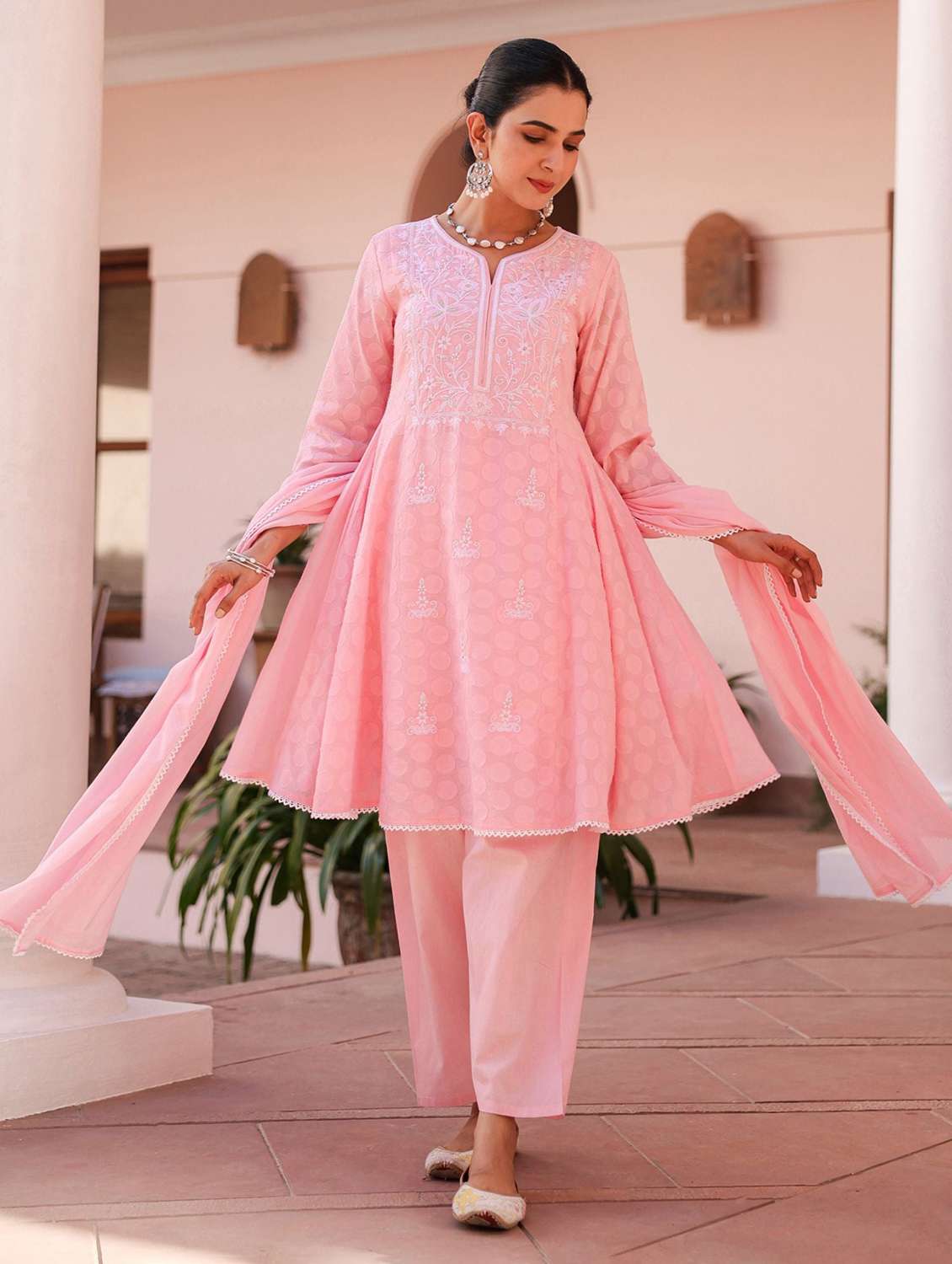 women self design three quarter sleeve kurta salwar with dupatta set - 22273734 -  Standard Image - 1