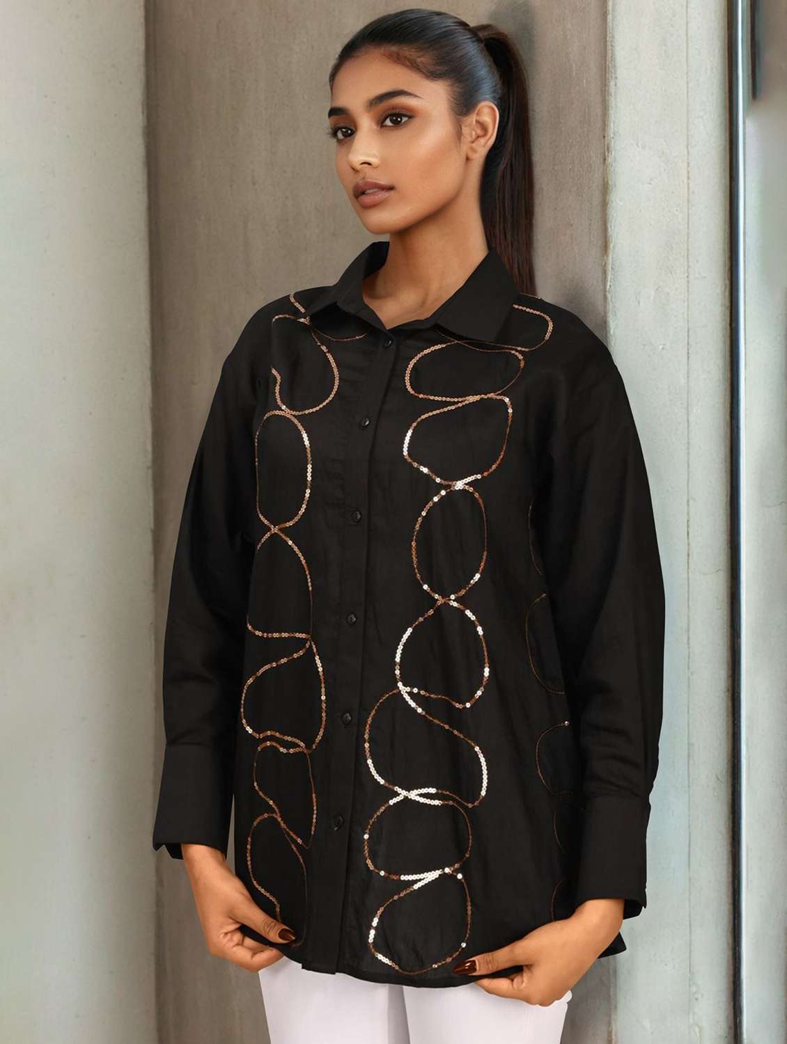 women collared long sleeve regular shirt - 22273749 -  Standard Image - 1