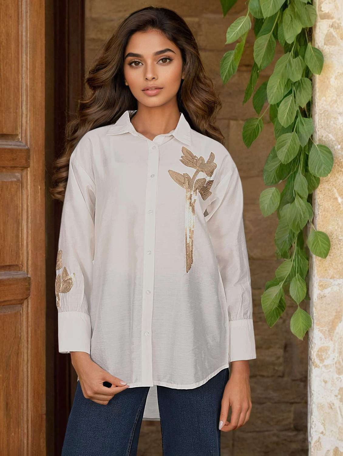 women collared long sleeve regular shirt - 22273751 -  Standard Image - 1