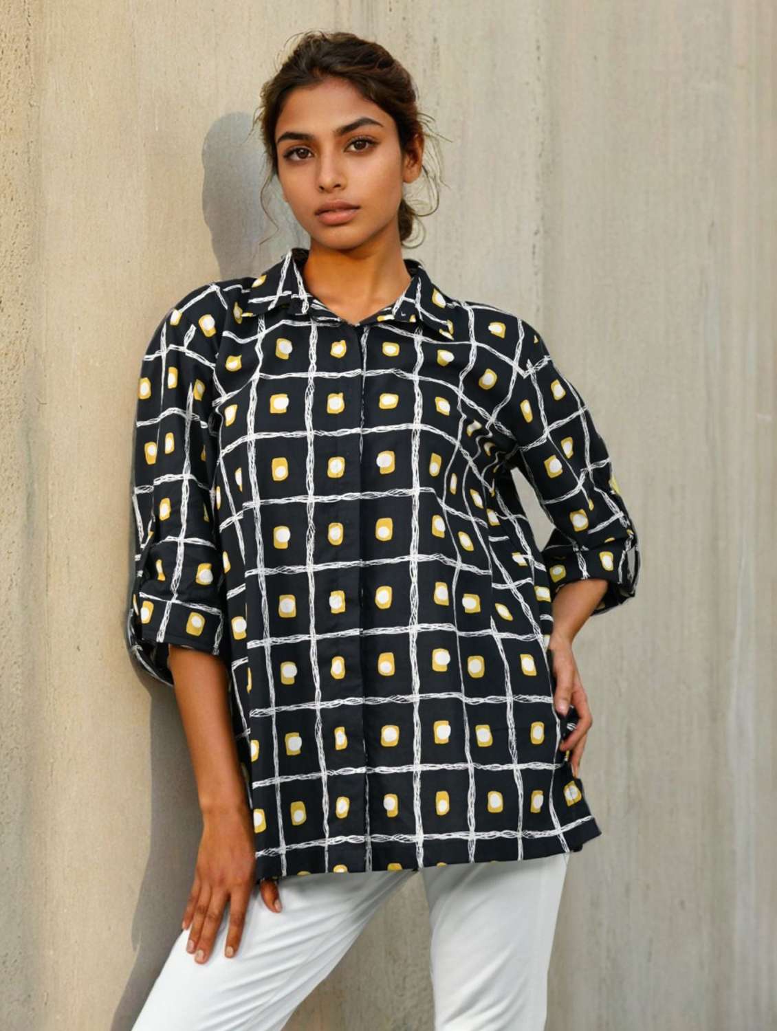 women collared three quarter sleeve regular shirt - 22273760 -  Standard Image - 1