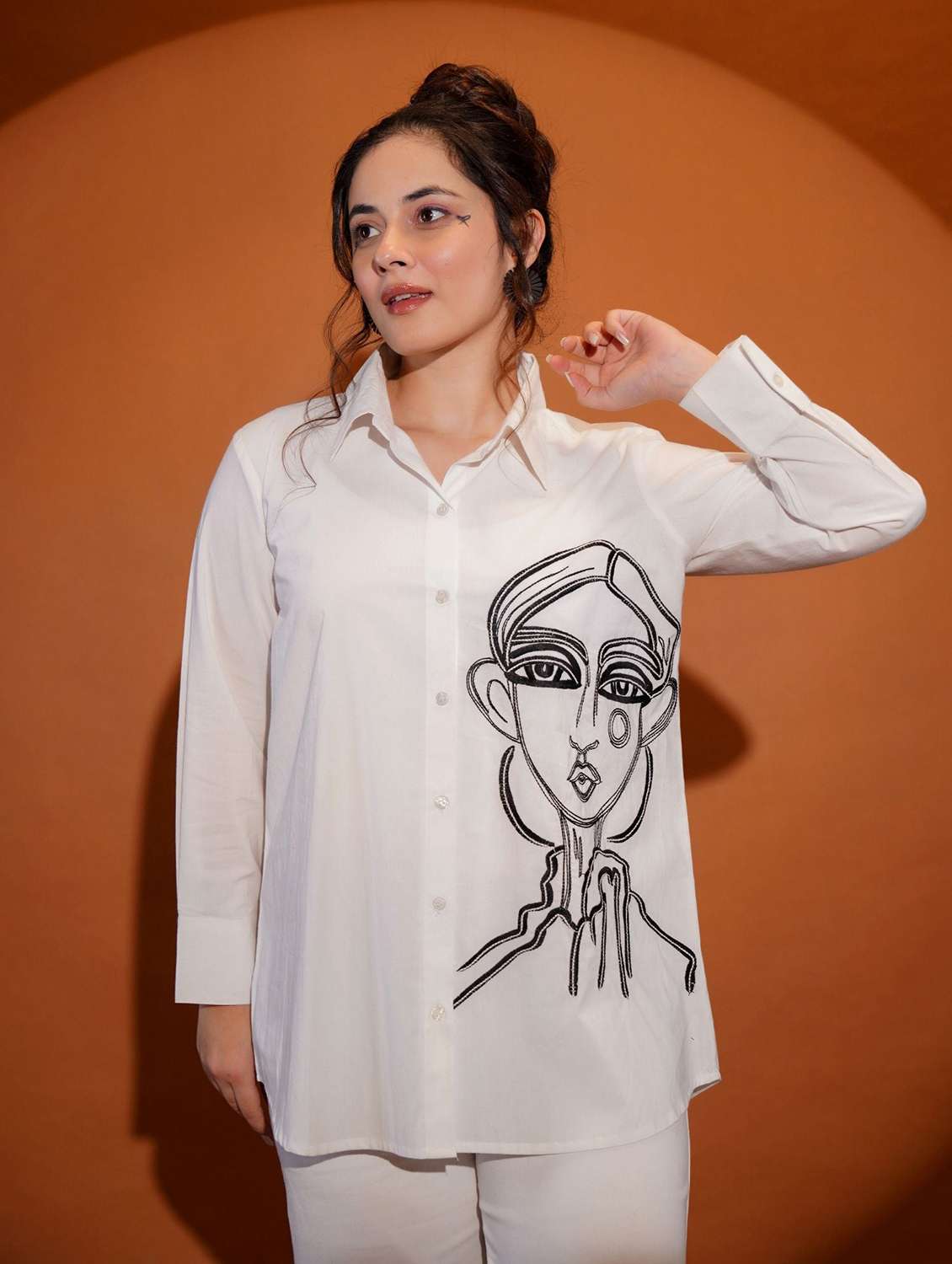 women collared long sleeve regular shirt
