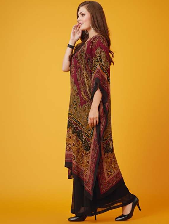 women printed kimono sleeve kaftan kurta - 22273771 -  Standard Image - 1