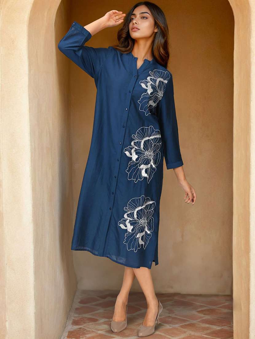 women embroidered long sleeve shirt dress - 22273779 -  Standard Image - 1