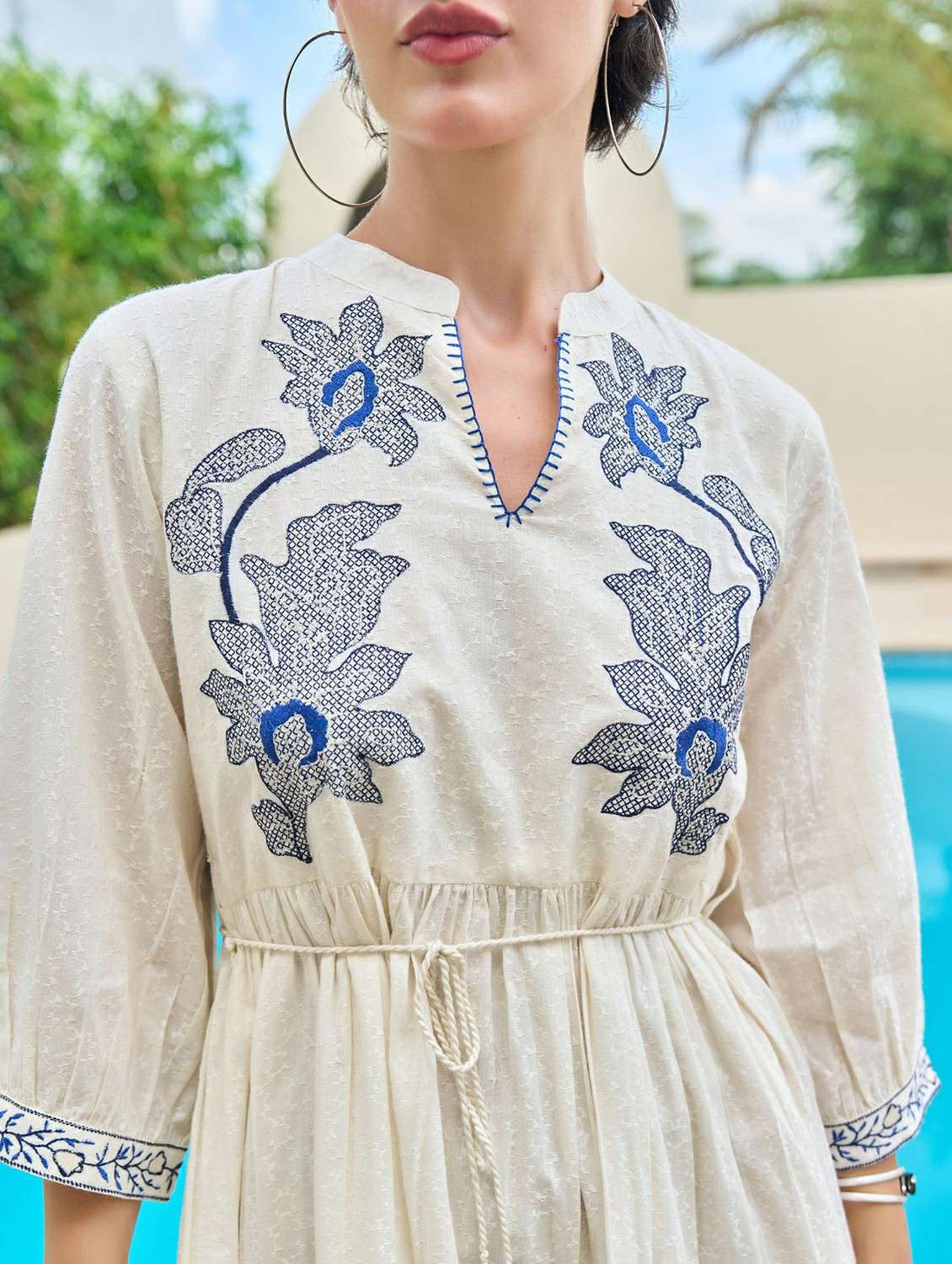 women embroidered puff sleeve fit & flare dress - 22273794 -  Standard Image - 4