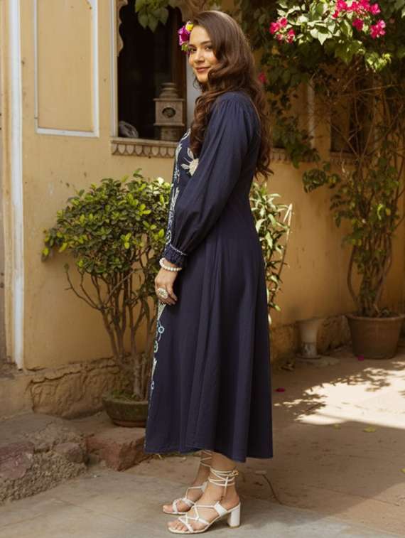 women embroidered fit & flare dress - 22273805 -  Standard Image - 1