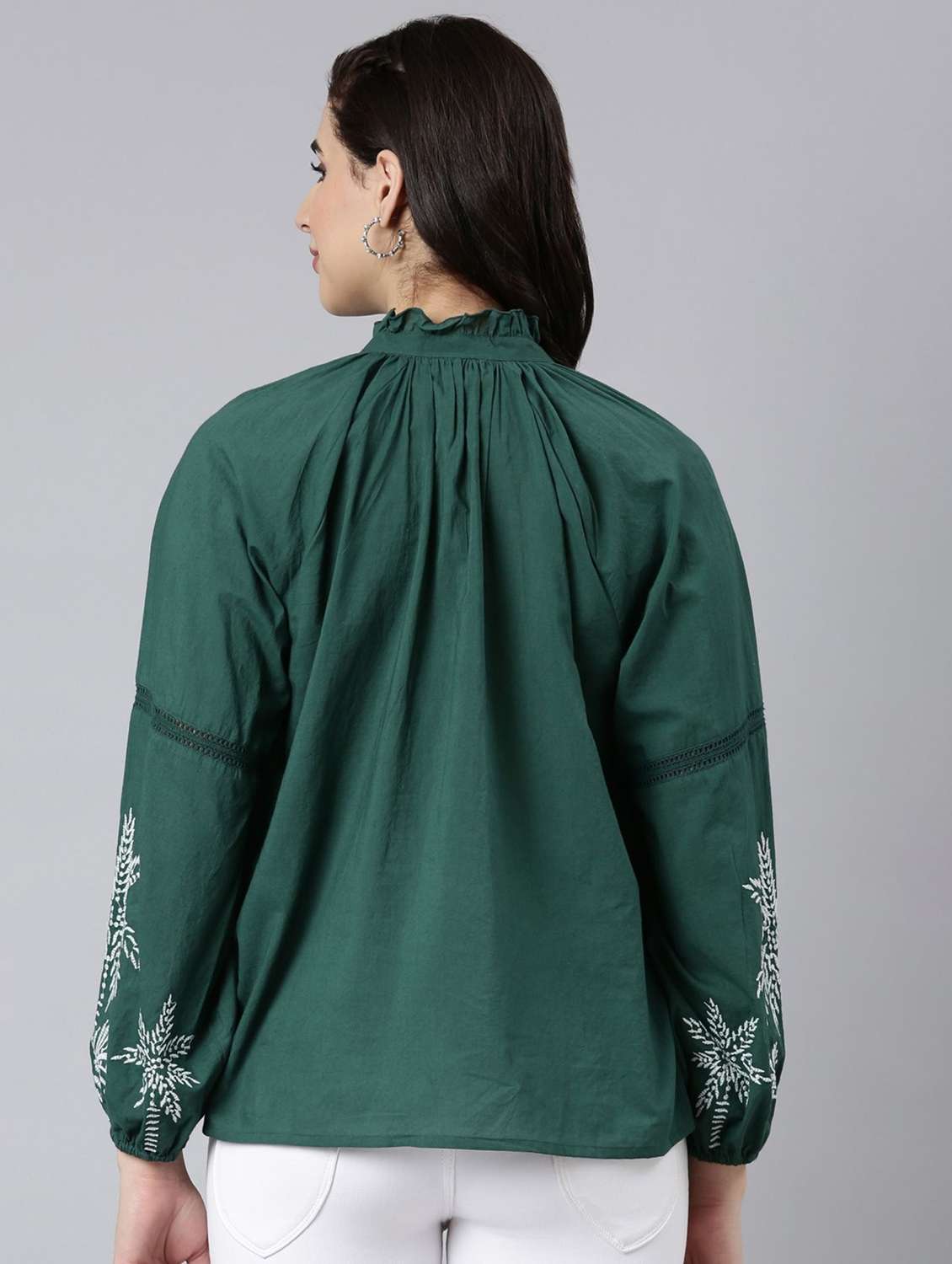 women embroidered puff sleeve a-line top - 22273816 -  Standard Image - 1