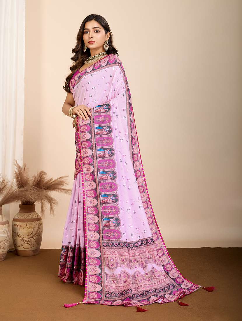 women printed embroidered saree with blouse - 22274018 -  Standard Image - 1