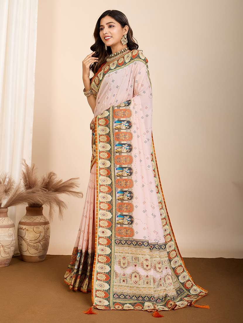 women printed embroidered saree with blouse - 22274020 -  Standard Image - 1